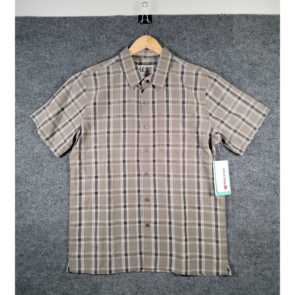 NEW Marmot Eldridge Classic Button Down Shirt Mens Medium Plaid Short Sleeve $55